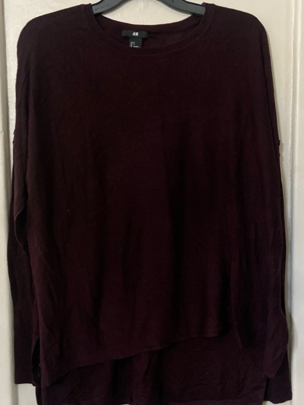 H&M Women's Deep Burgundy Scoop Neck Knit Sweater
